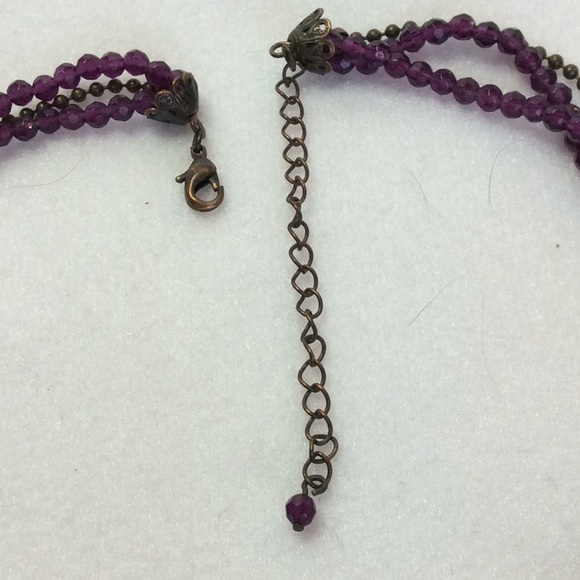 FINAL SALE PRICE Black Handmade Crocheted Choker & Purple Necklace - Picture 3 of 6